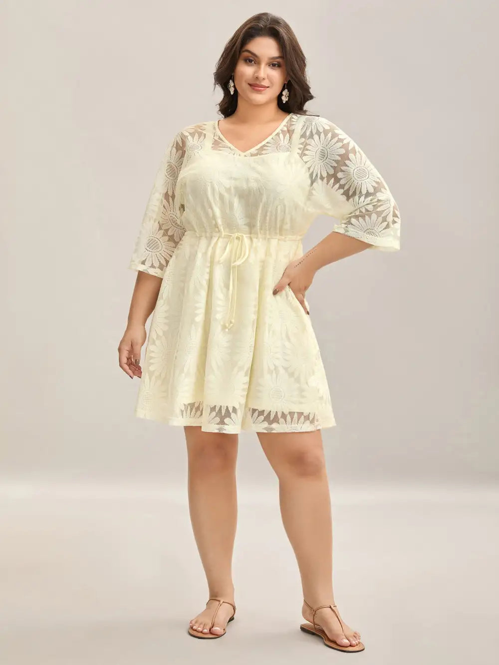 Woven Tied Two-Piece Sheer Midi Dress