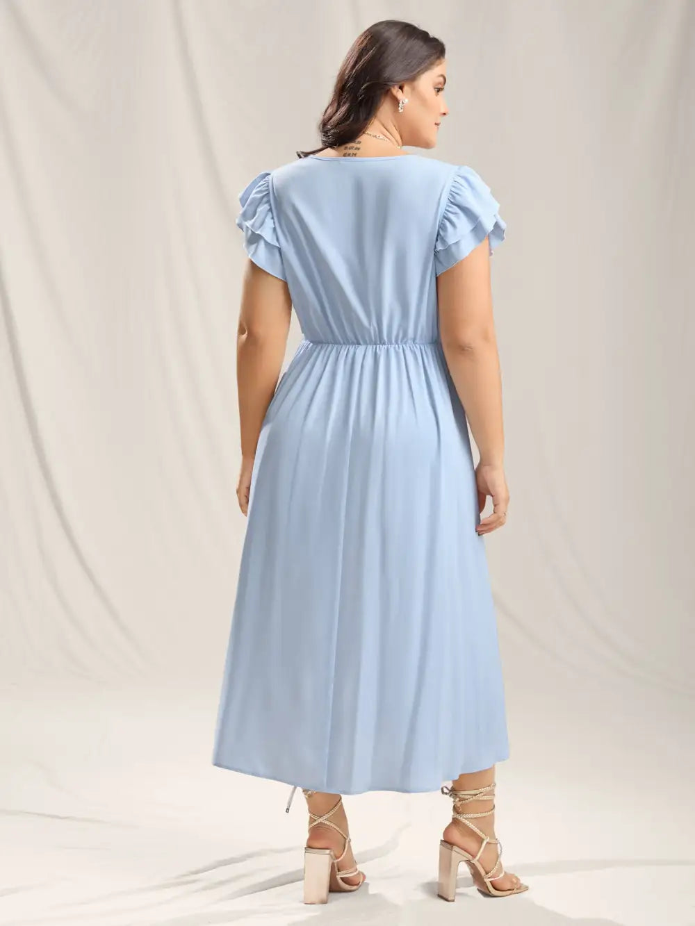Twist Front Woven A-Line Midi Dress