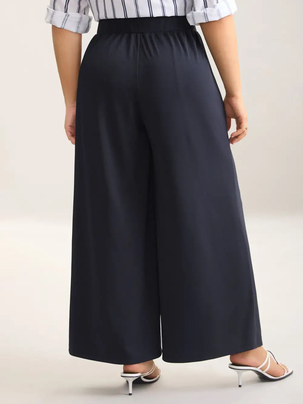 Button Front Wide-Leg Pants