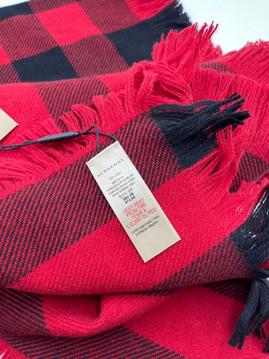New Burberry   Wool Half Mega Fashion Plaid Check Fringe Scarf
