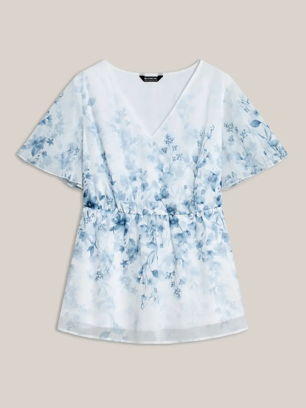 Floral Print Waist-Tie Flared Shirt