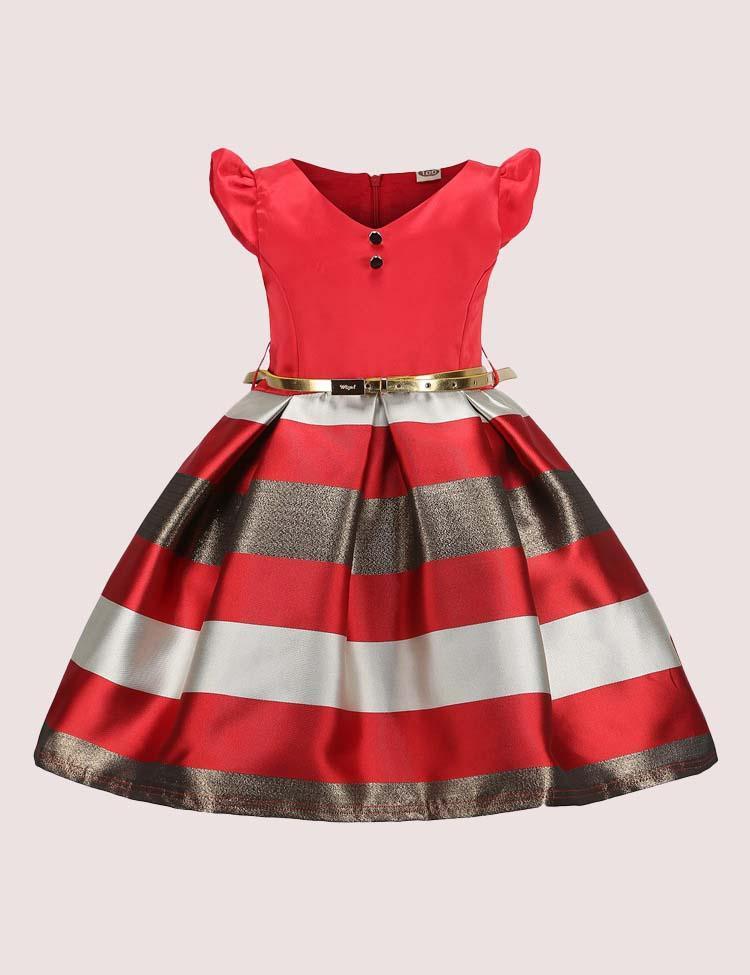 Striped Short Sleeve Party Dress