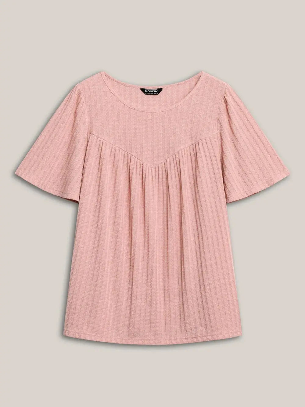 Waffle Lotus Leaf Sleeve Flowy T-Shirt