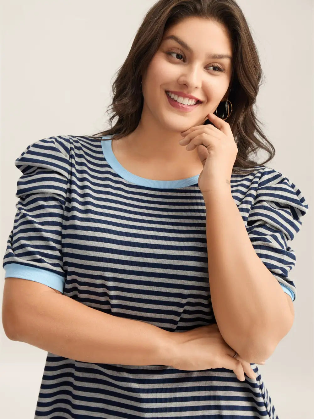 Textured Stripes Color Contrast T-Shirt