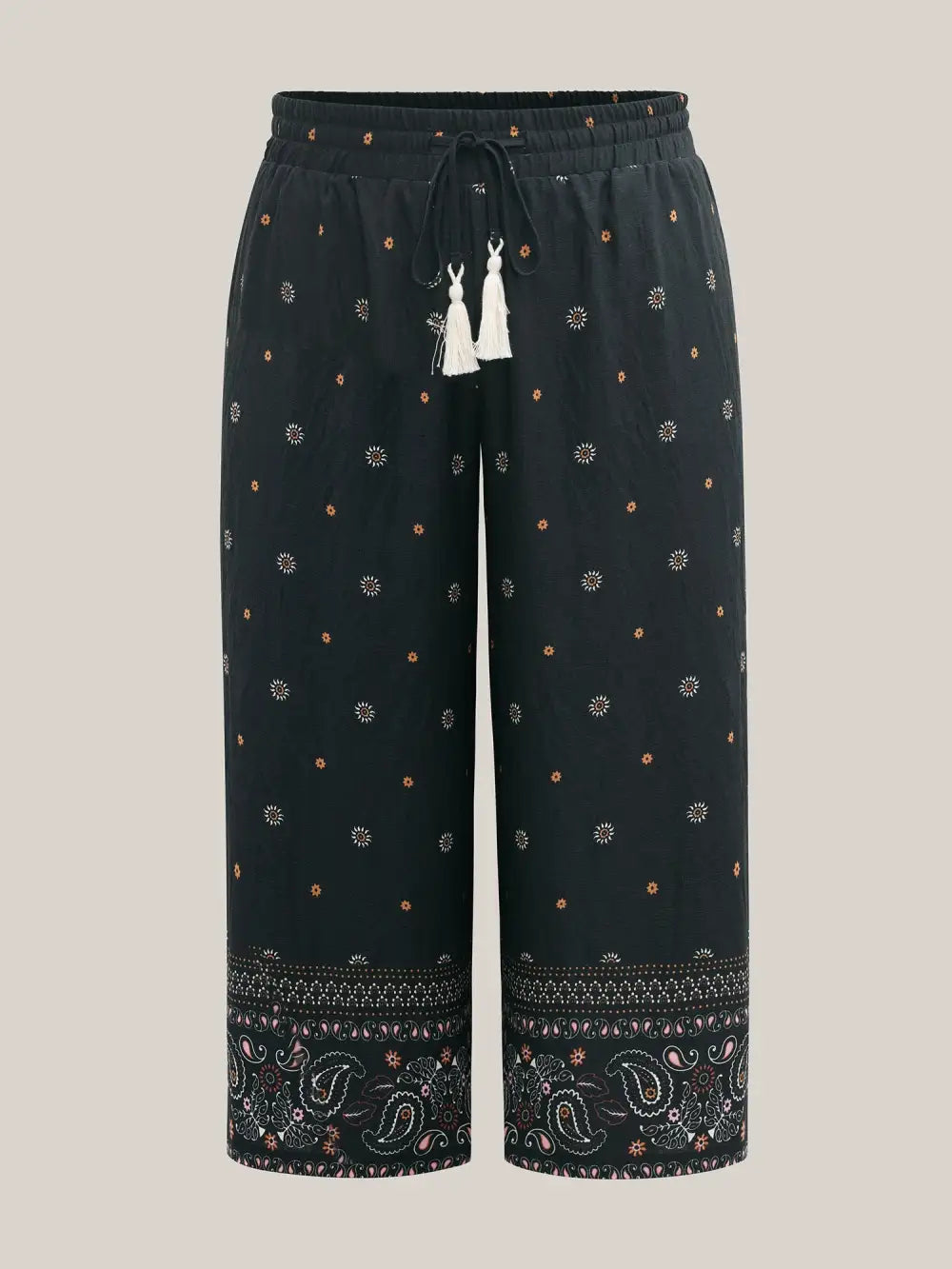 Paisley Print Wide-Leg Airy Pants