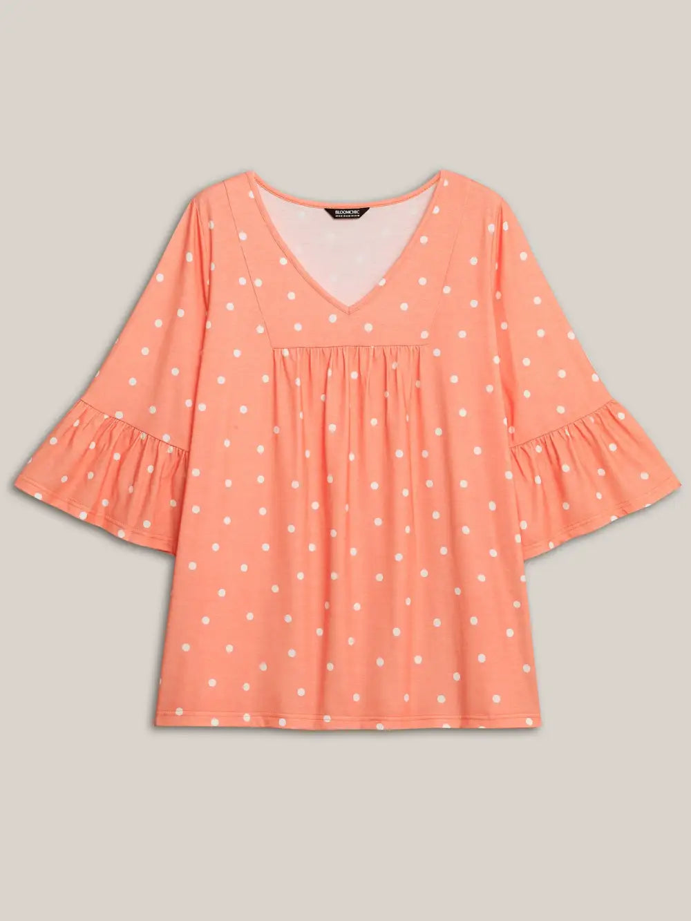 Stretchy Polka Dots Heather Pleated Top