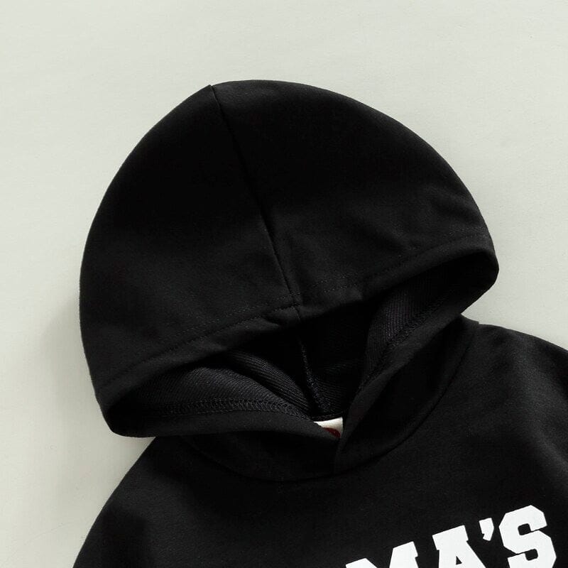 Mama's Dude Black Hoodie Baby Set