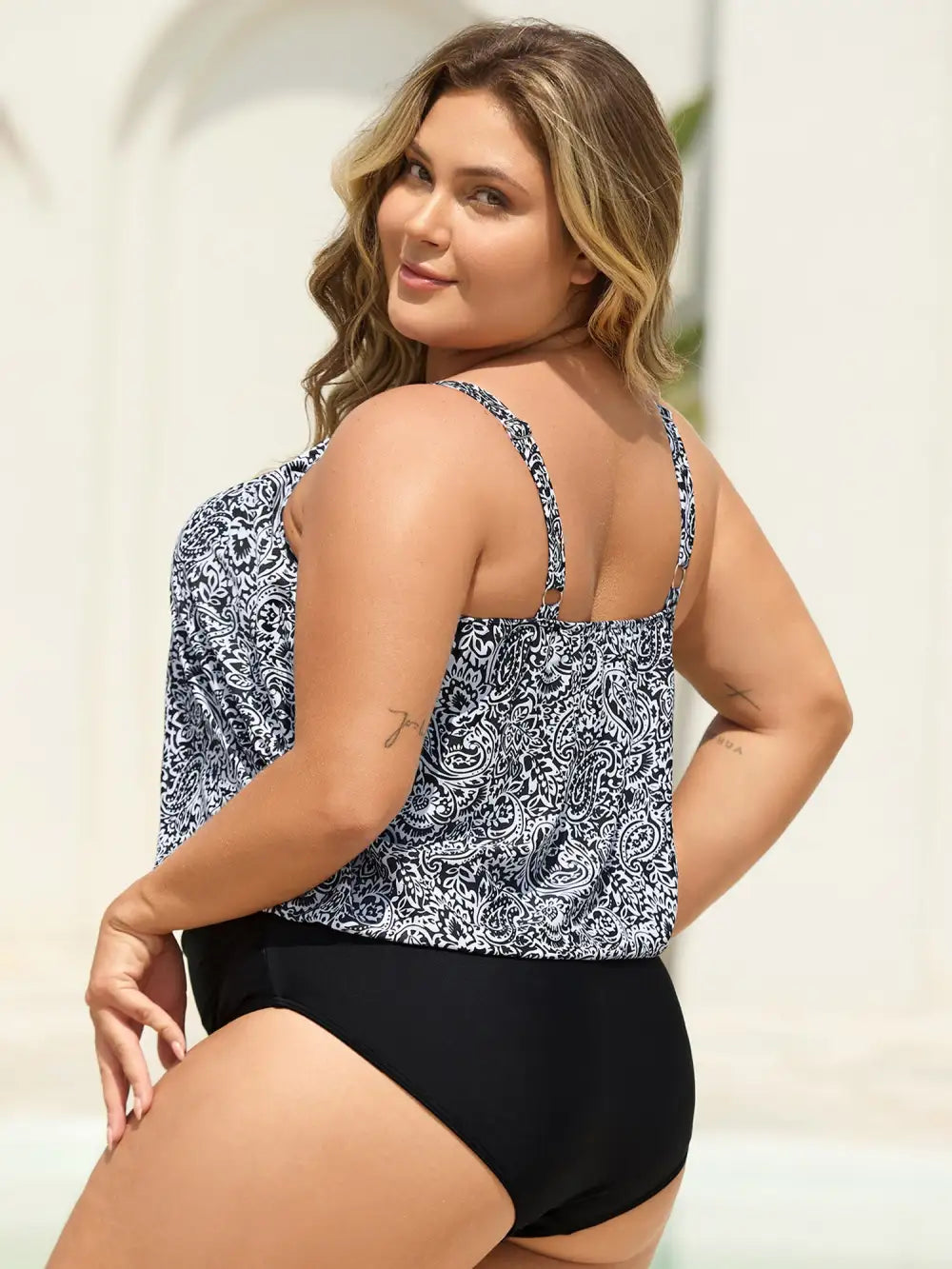 Paisley Print Ruched One-Piece Swimsuit