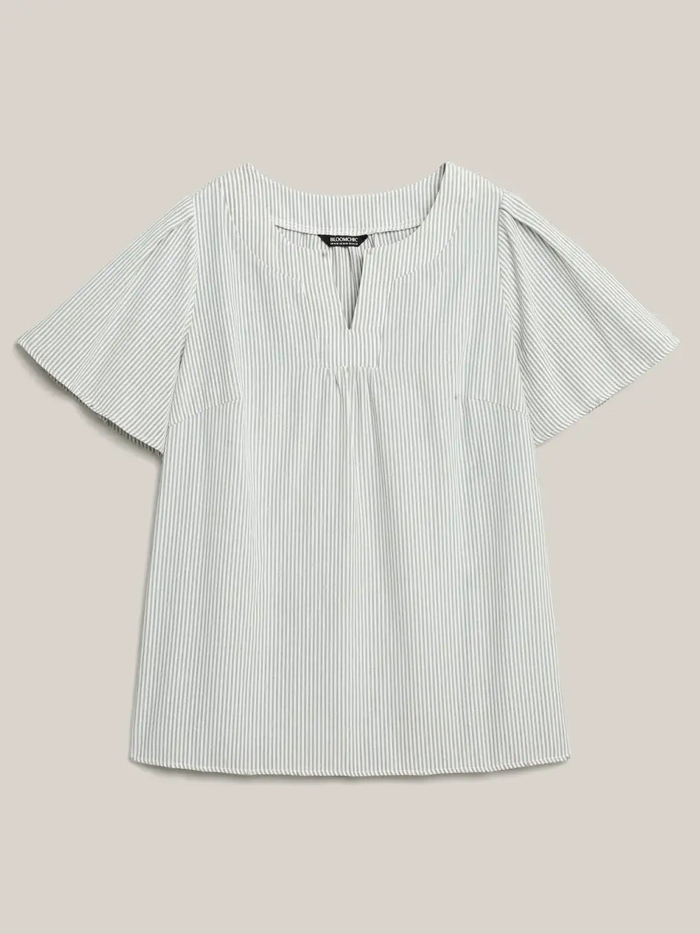 Striped Print Notched Collar Blouse
