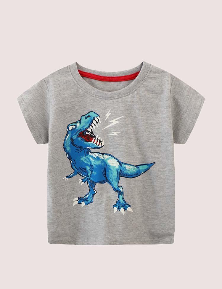 Toddler Boy Glowing Dinosaur Appliqué 100% Cotton T-shirt