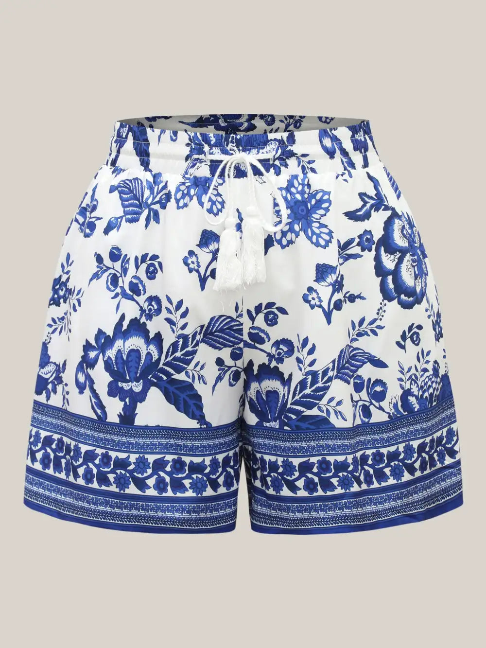 Floral Print Drawstring Straight-Leg Shorts