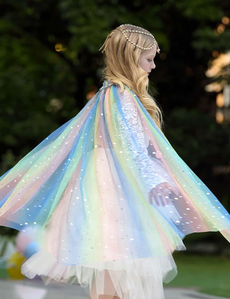 Toddler & Kids Girl Mesh Sequins Party Cape