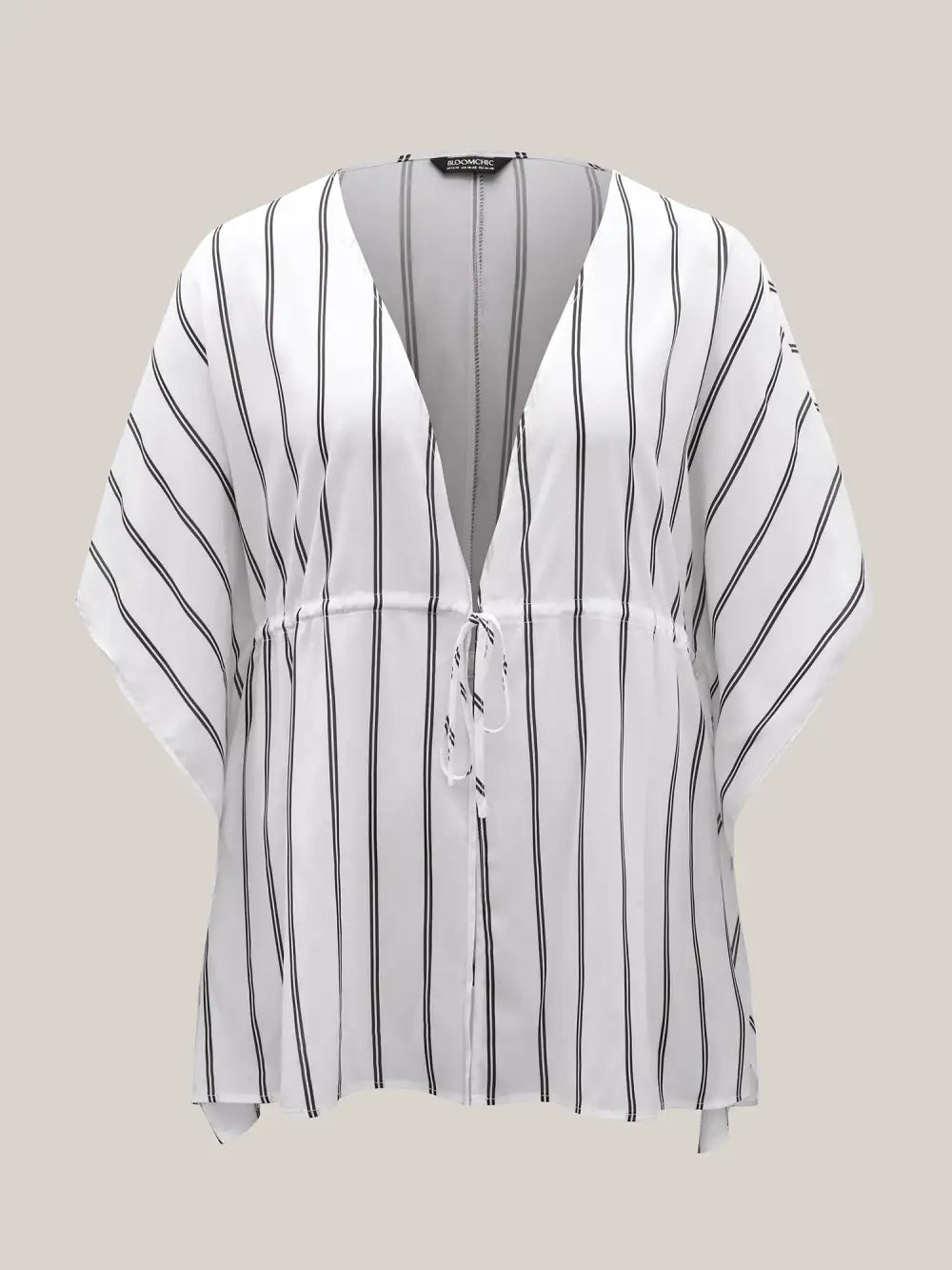 Striped Waist Tie Kimono Cardigan