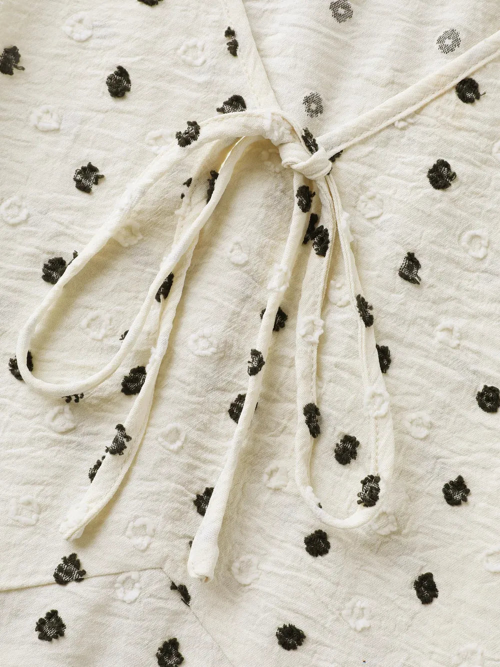 Polka Dots Print Neck Tie Blouse