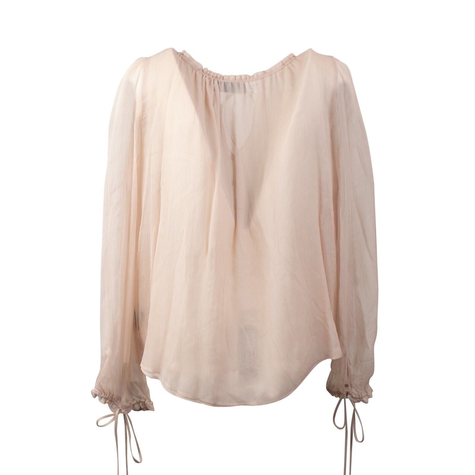Nude Crinkle Chiffon Blouse