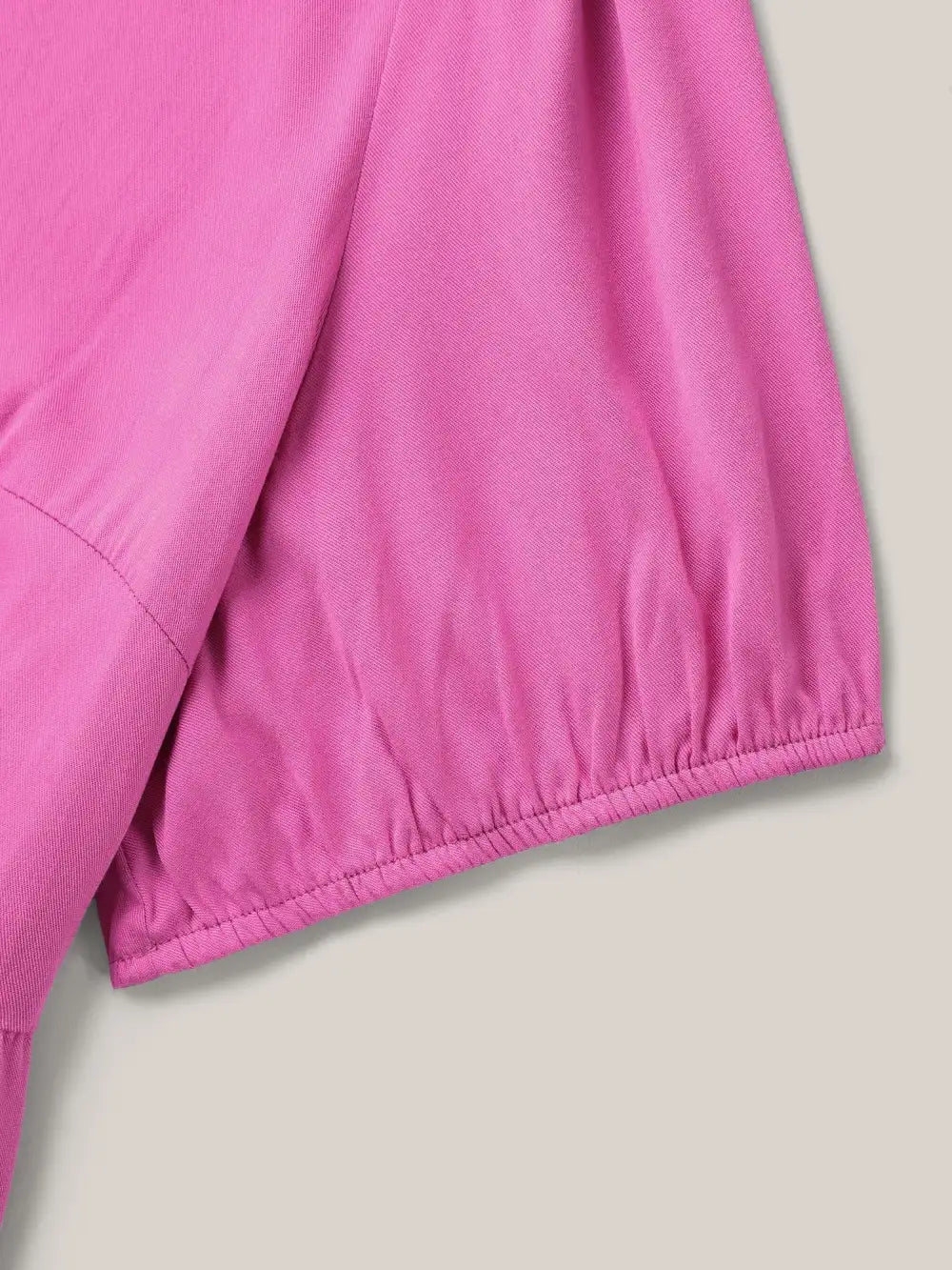Bow Detail Plain Babydoll Puff Sleeve Shirt