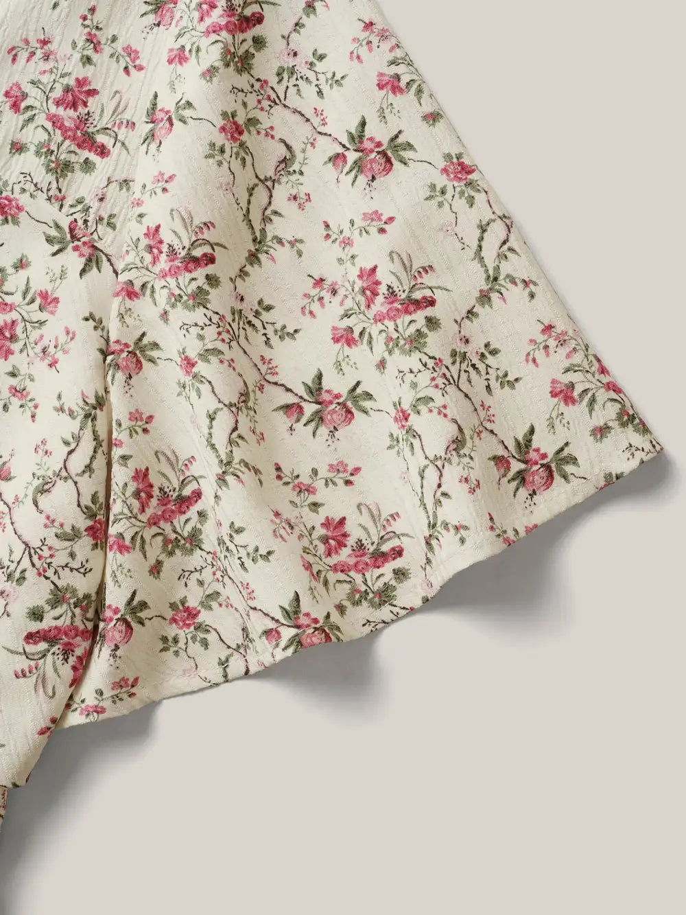 Knotted Floral Print Flared Sleeve Blouse