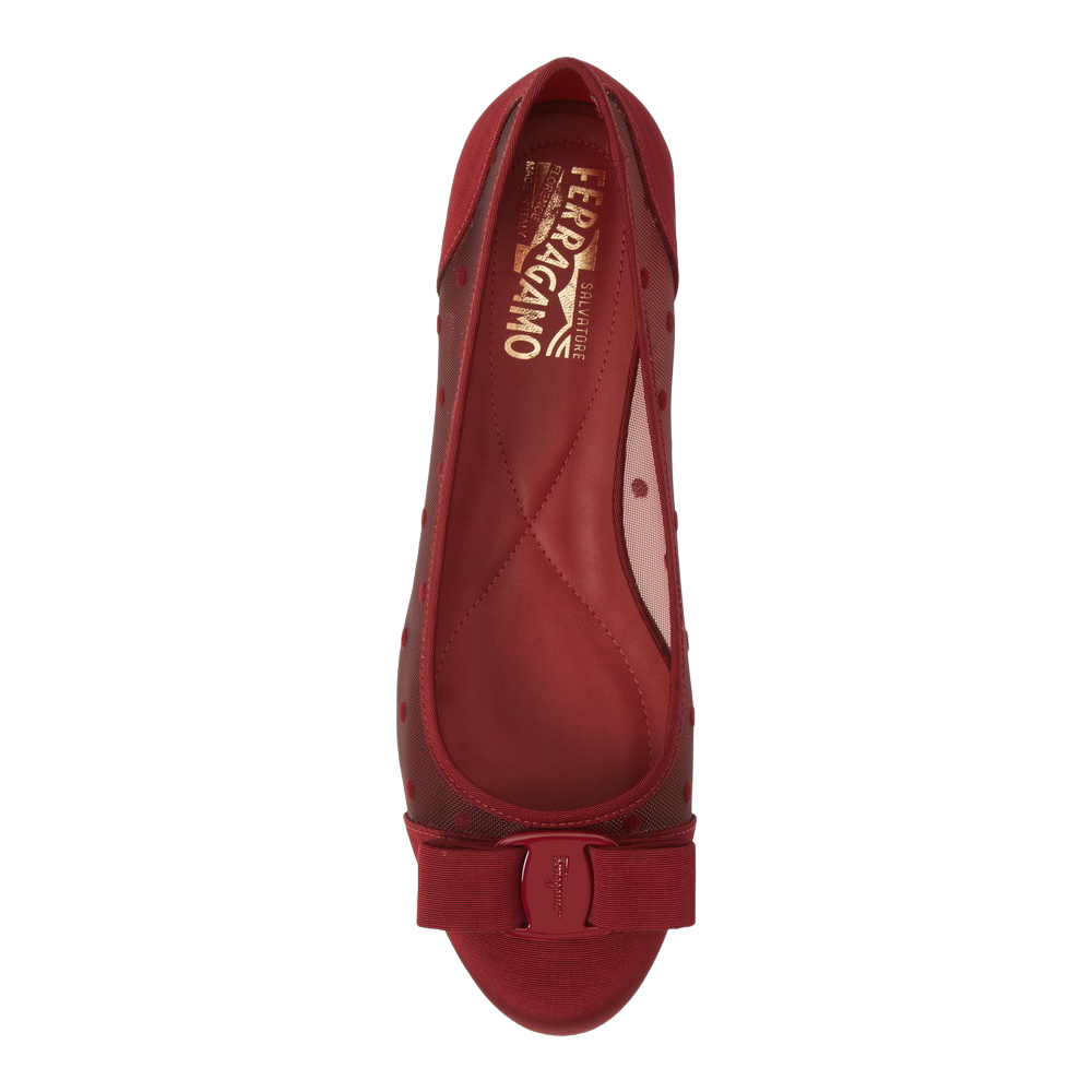 SALVATORE FERRAGAMO Varina Dots Women's 724119 Red Flats