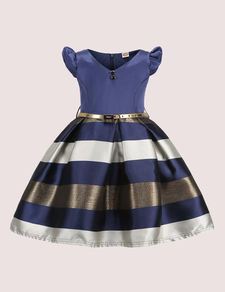 Striped Short Sleeve Party Dress
