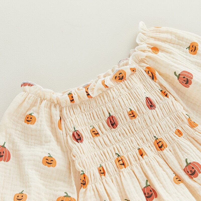 Long Sleeve Ruched Halloween Baby Romper