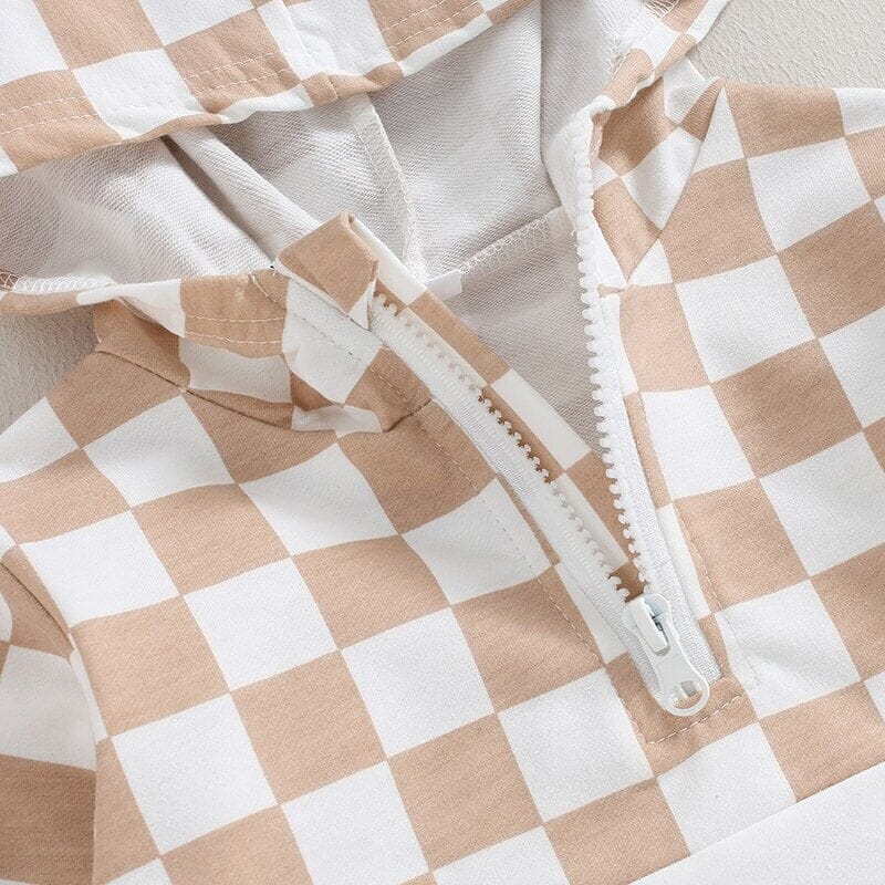 Plaid Zipper Toddler Hoodie