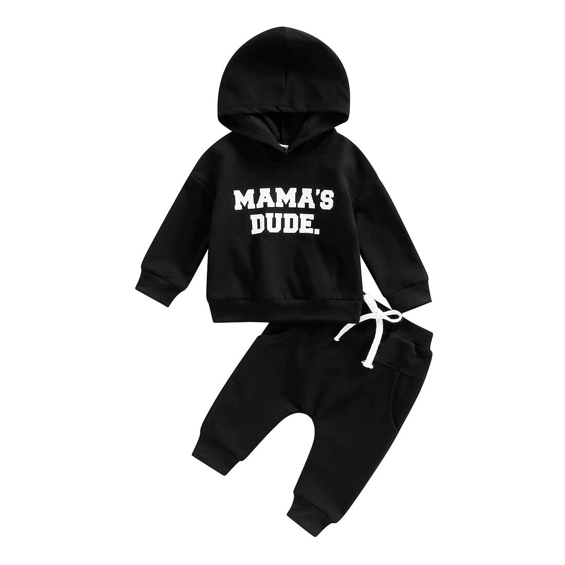 Mama's Dude Black Hoodie Baby Set