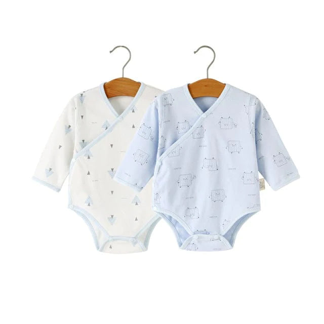 2 Pcs Long Sleeve Graphic Print Baby Romper