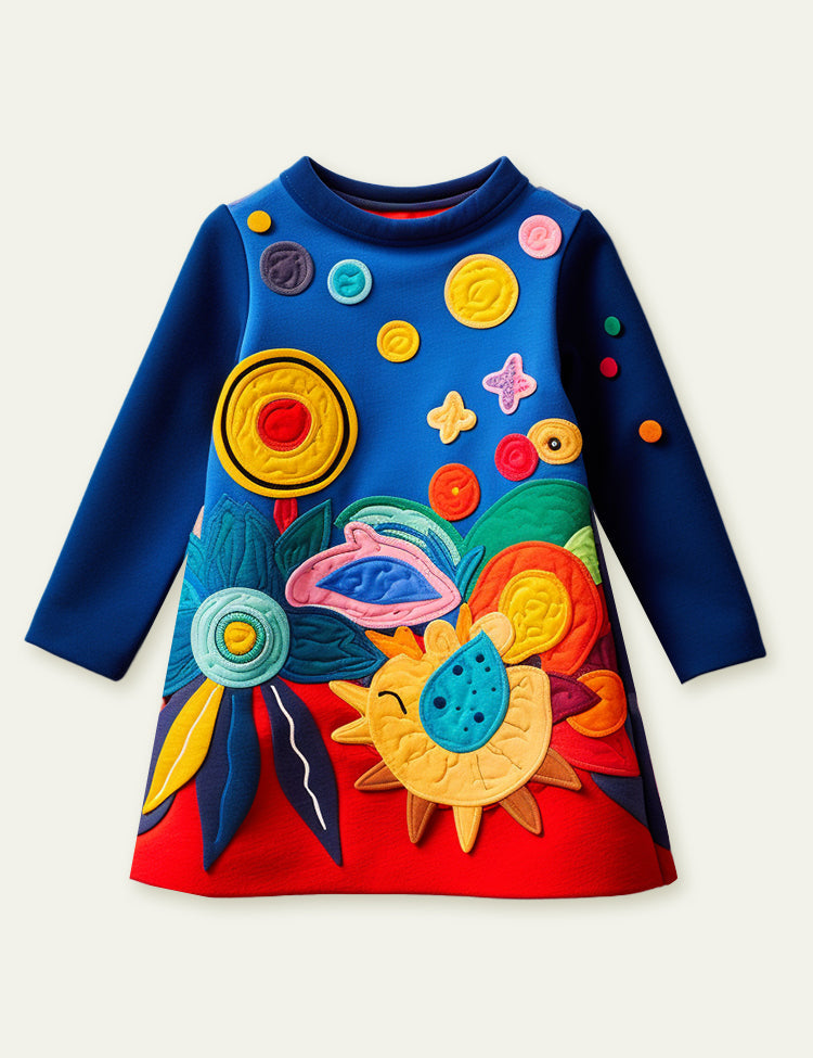 Toddler Kid Girl Artistic Eye Long Sleeve Dress