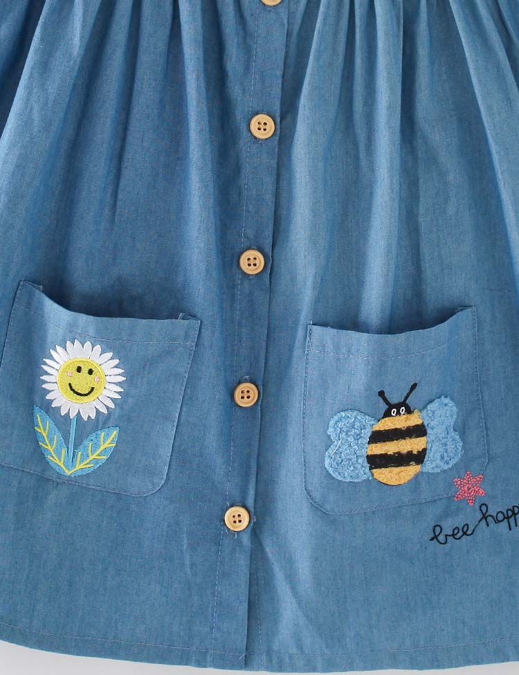 Flower Bee Embroidered Dress