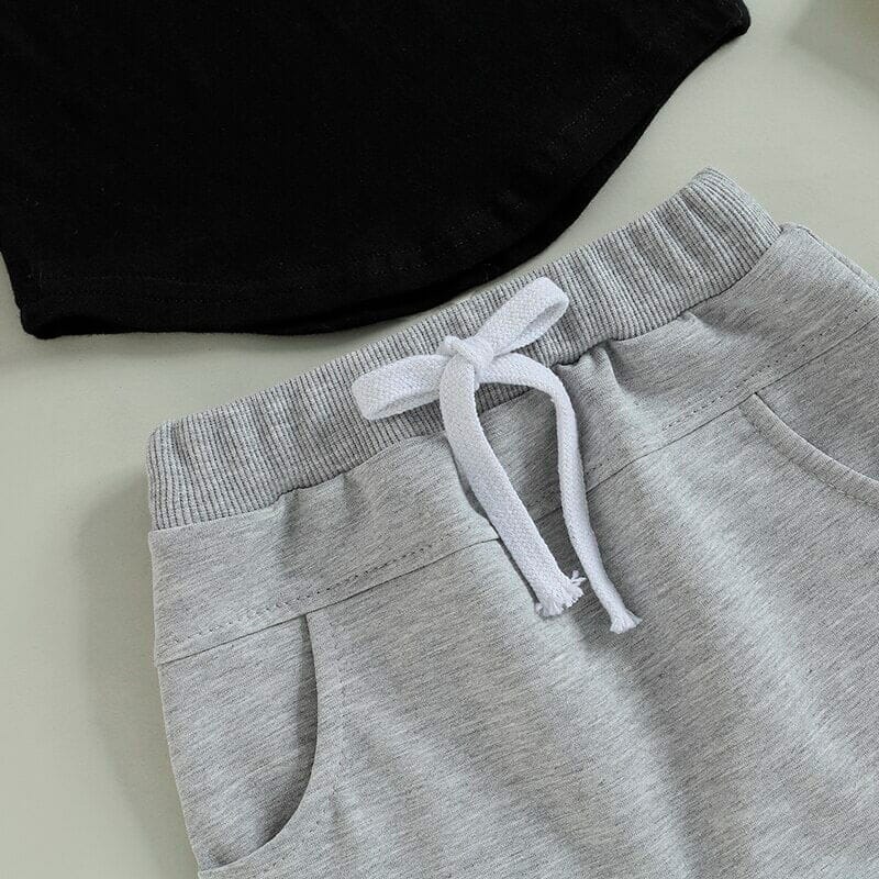 Sleeveless Pocket Solid Shorts Baby Set