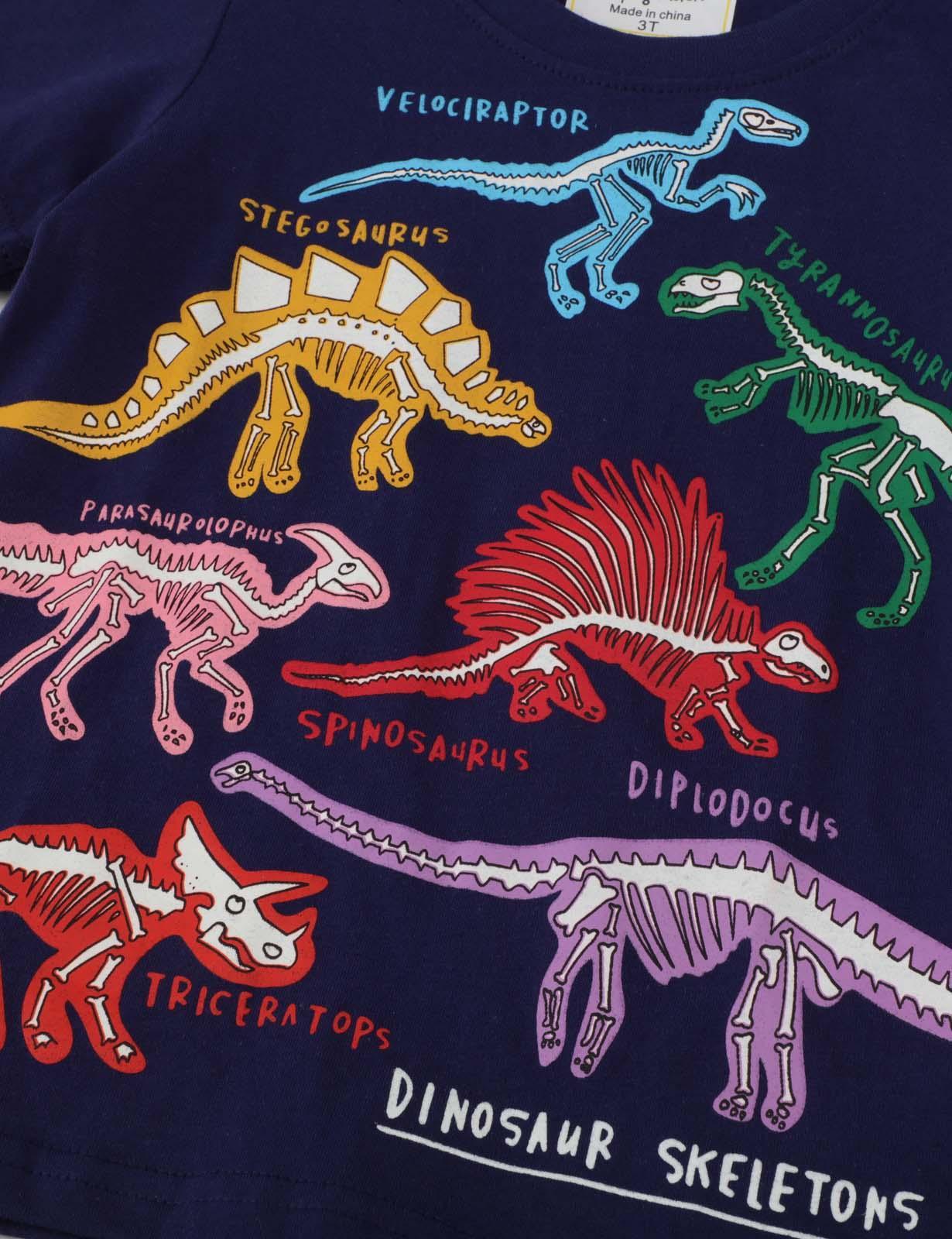 Toddler Boy Glowing Dinosaur Appliqué 100% Cotton T-shirt