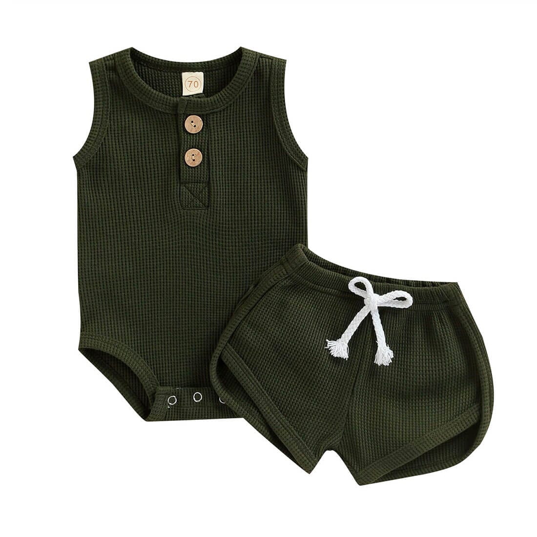 Sleeveless Solid Waffle Baby Set