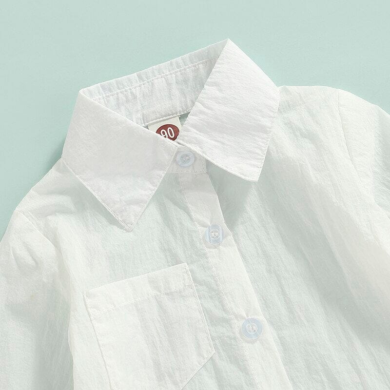 White Shirt Solid Shorts Toddler Set
