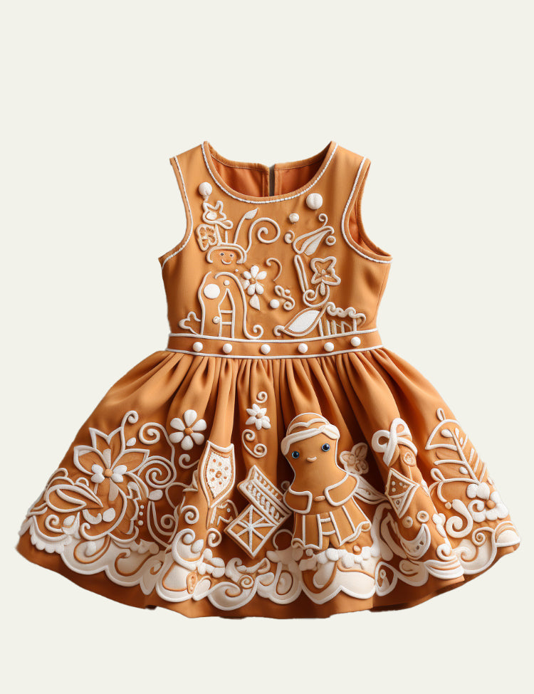 Toddler Kid Girl Gingerbread Man Sleeveless Tank Dress