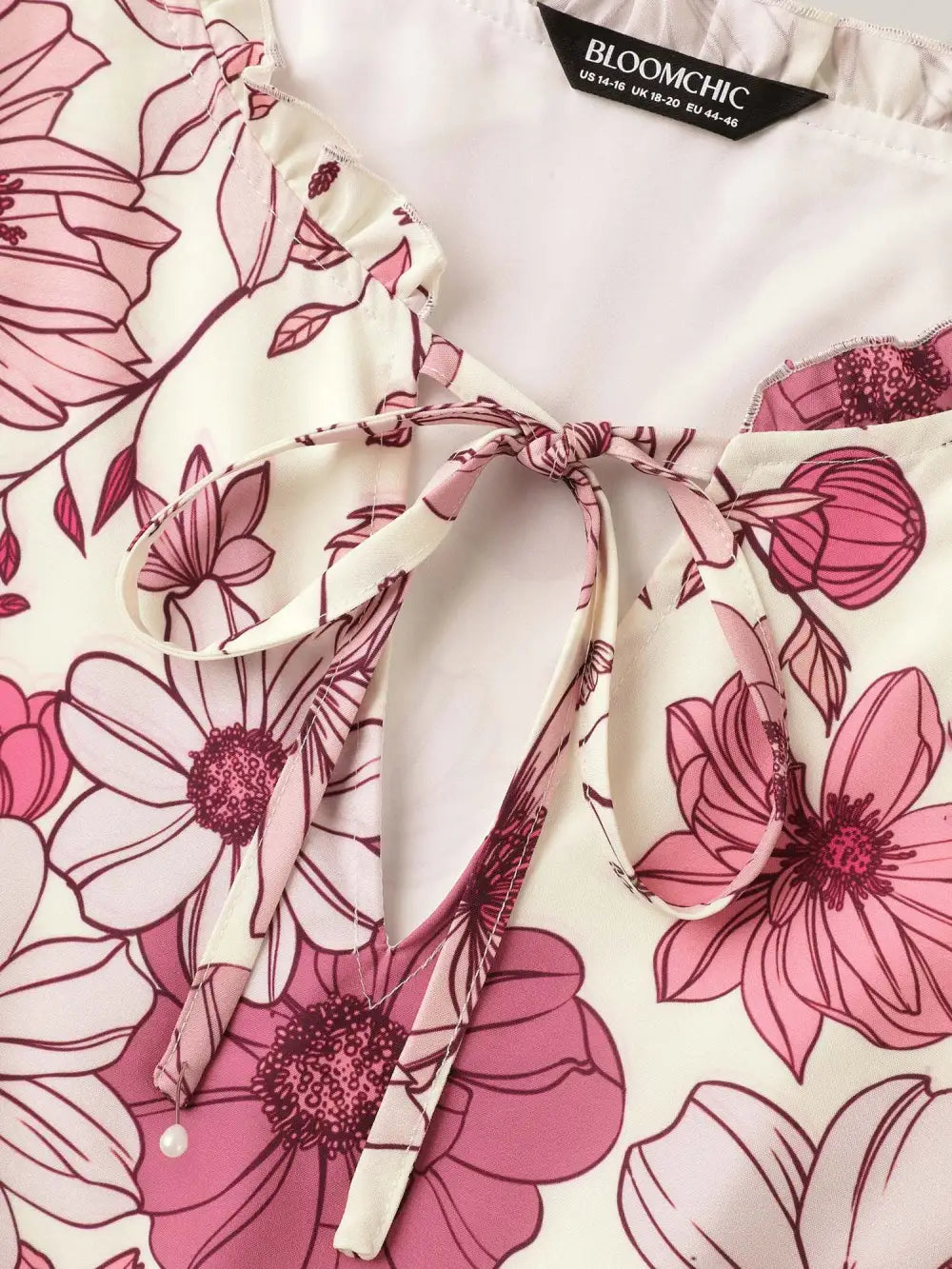 Floral Print Neck Tie Tiered Maxi Dress