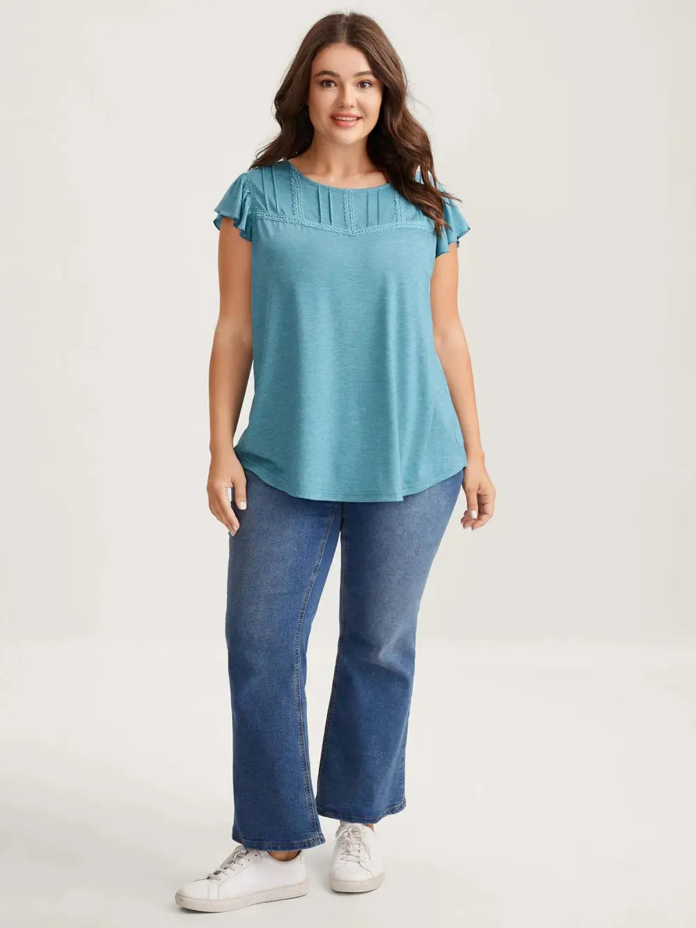 Lace Toothpick Pleat Solid Top