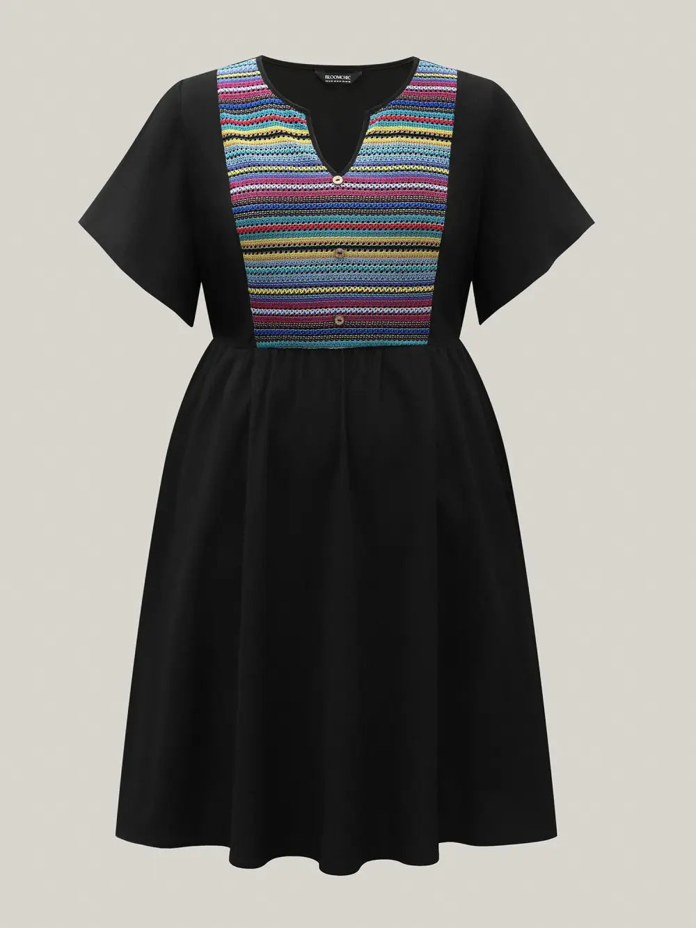 Colorful Stripes Textured Pockets Midi Dress