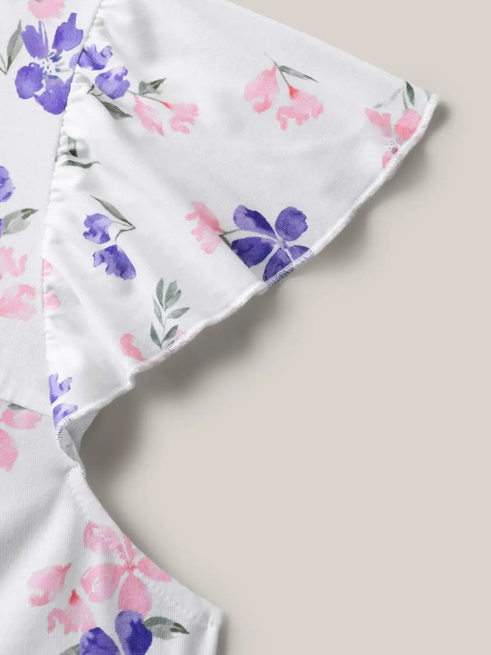 Floral Print Flutter Sleeve Layered T-Shirt