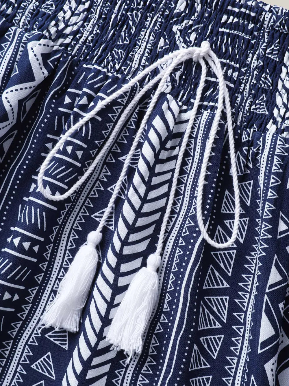 Boho Stripes Shirred Waist Maxi Skirt