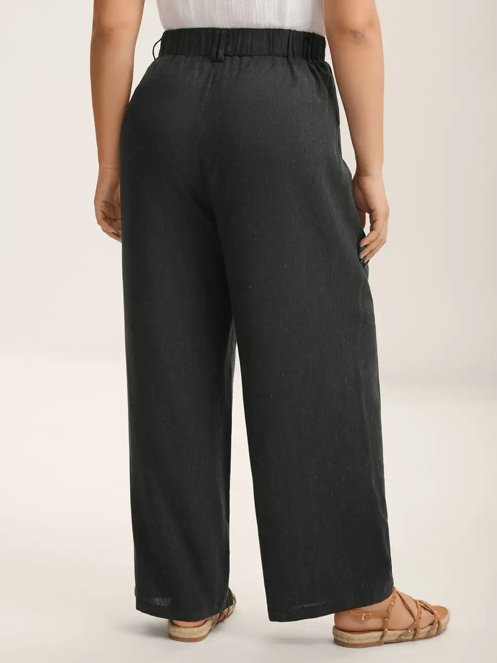 Heather Pleated Straight-Leg Pants