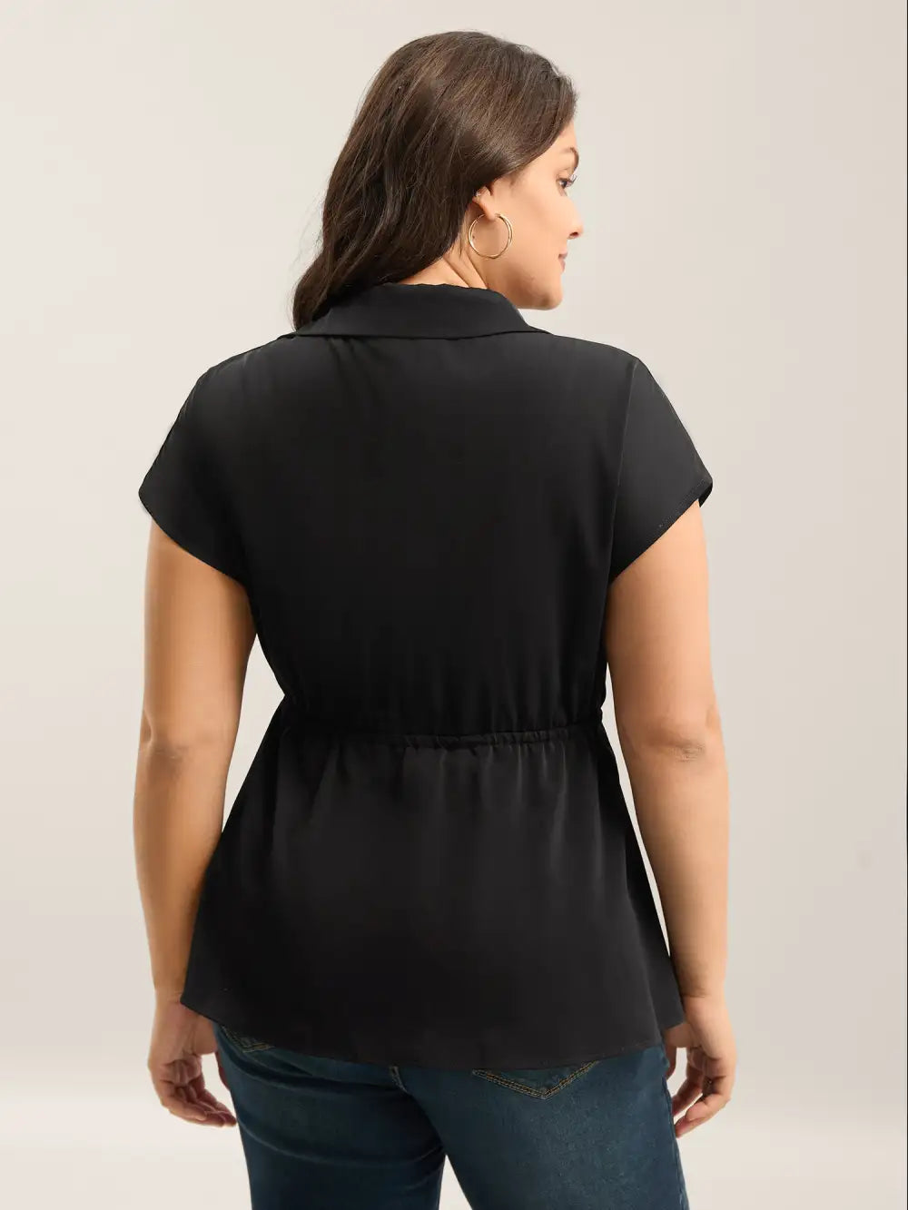 Anti-Wrinkle Drawstring Waist Blouse