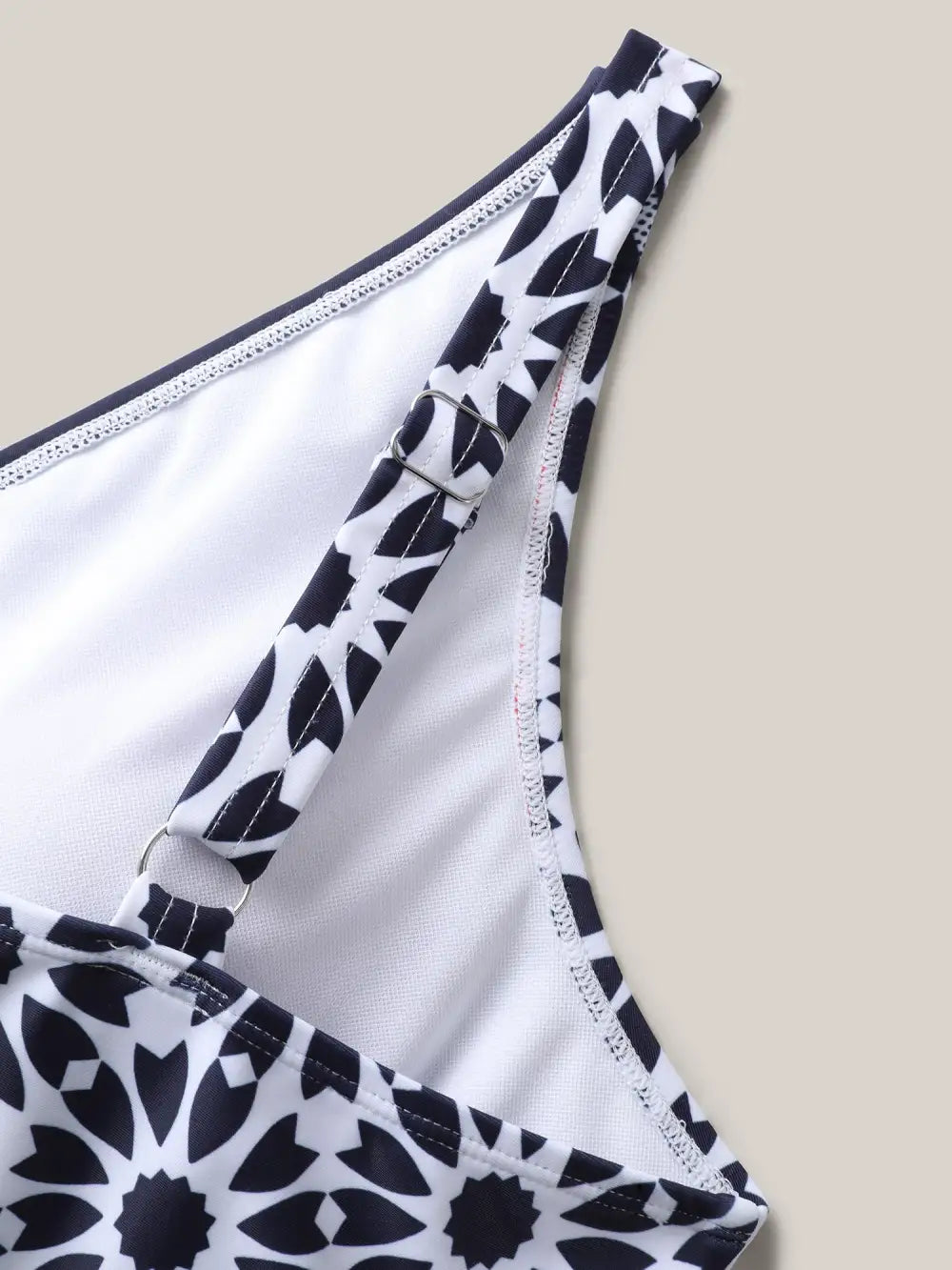 Geometric Print Surplice Neck Swim Dress