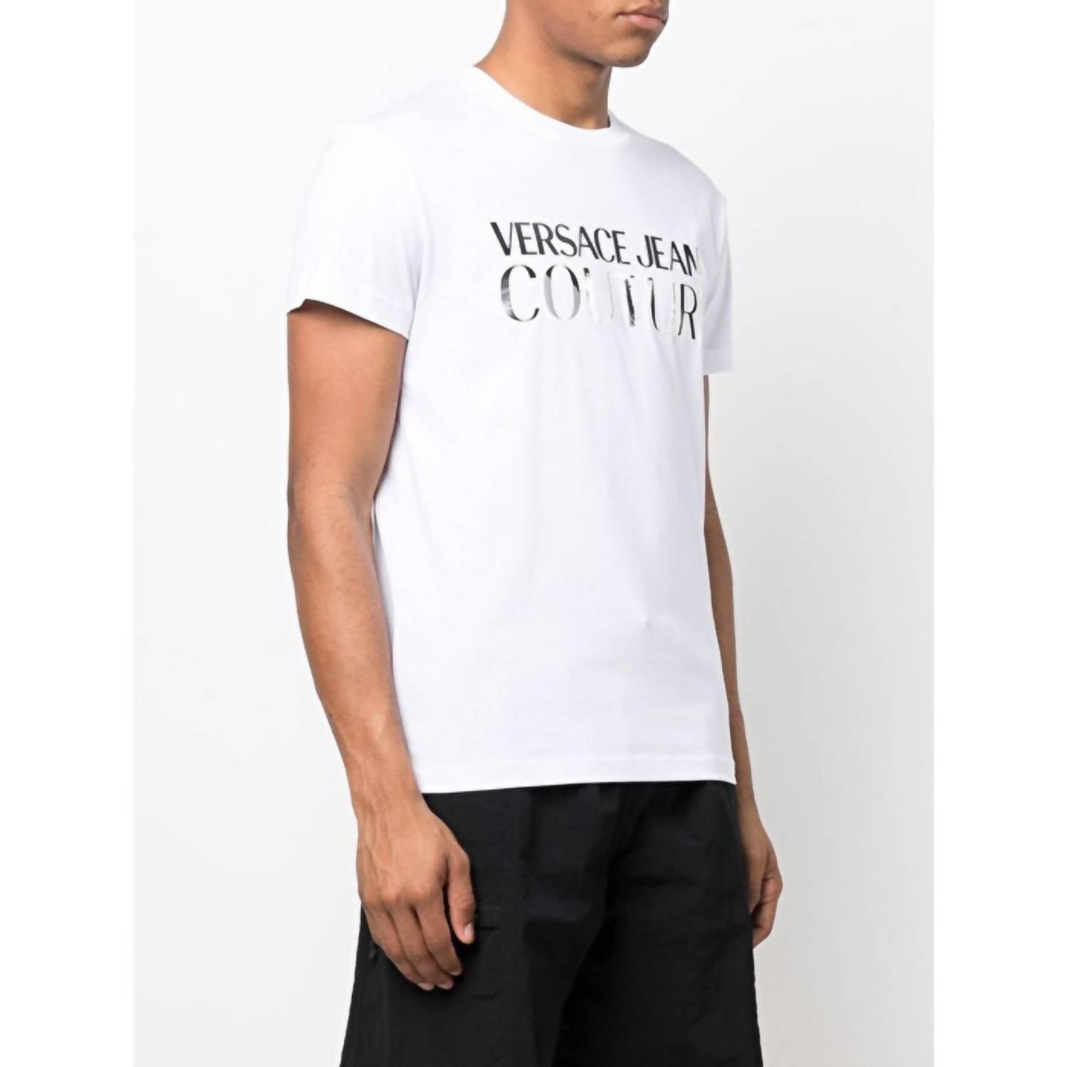 Men's Metallic Logo Short Sleeve T-Shirt In White/silver