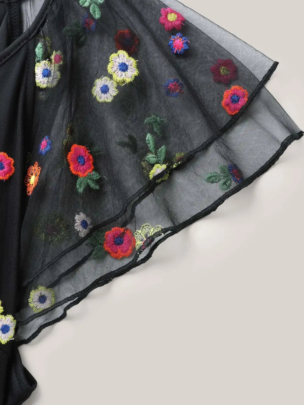 Embroidered Colorful Dots Lined Midi Dress
