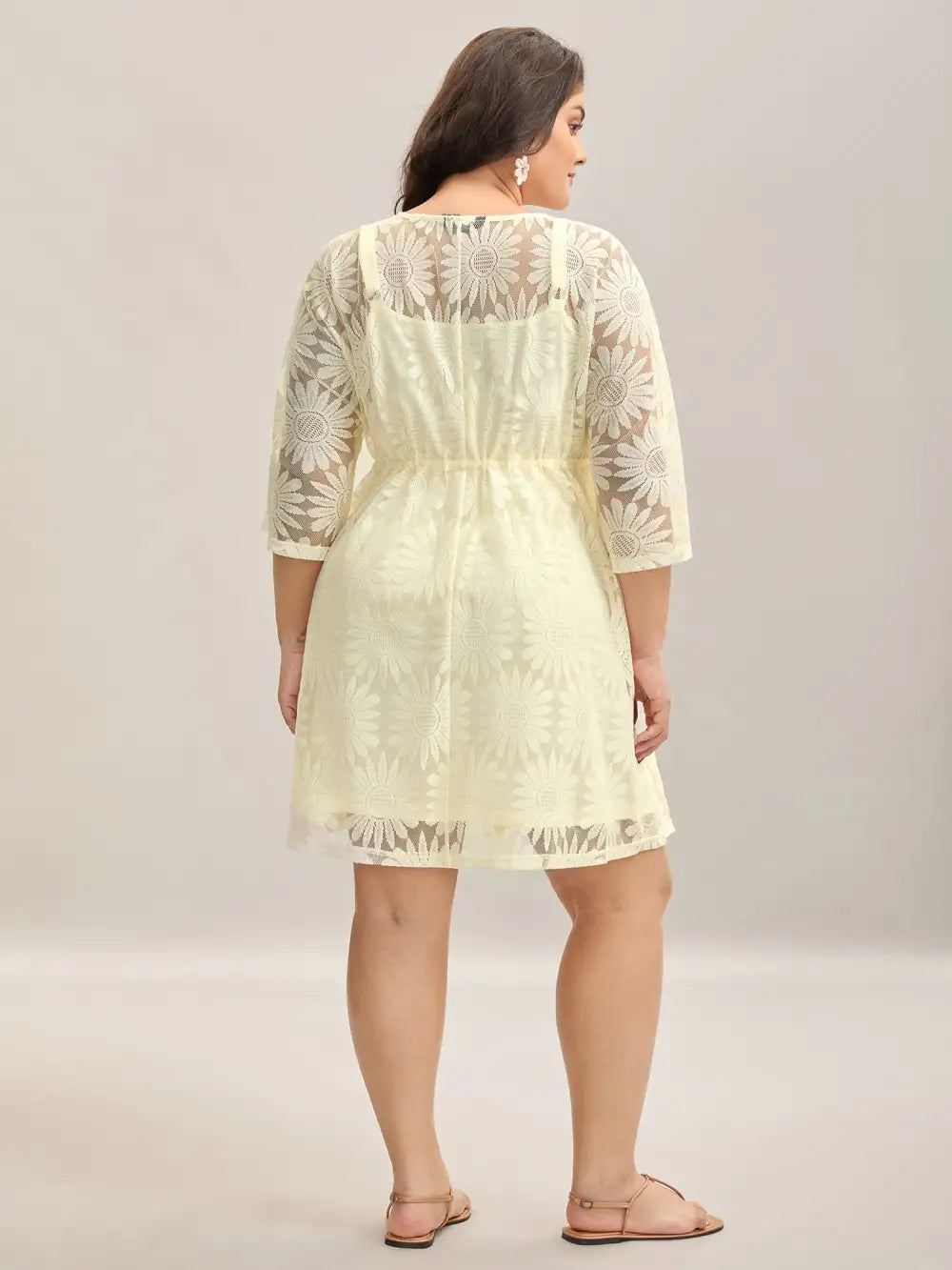 Woven Tied Two-Piece Sheer Midi Dress