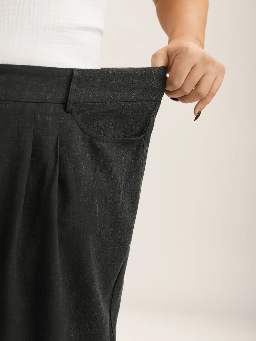 Heather Pleated Straight-Leg Pants