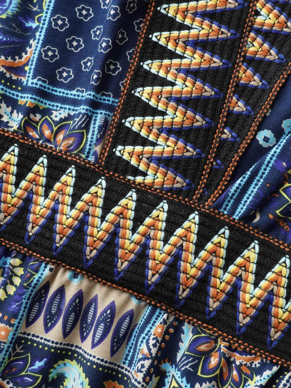Boho Print Webbed Neck Midi Dress