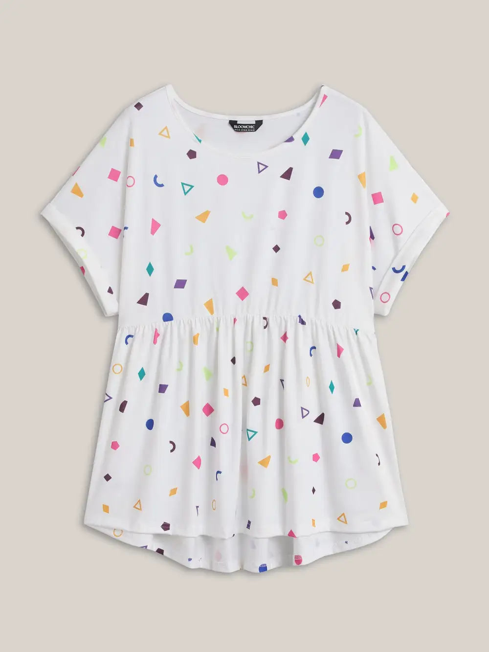 Fun Geometric Print Babydoll Top