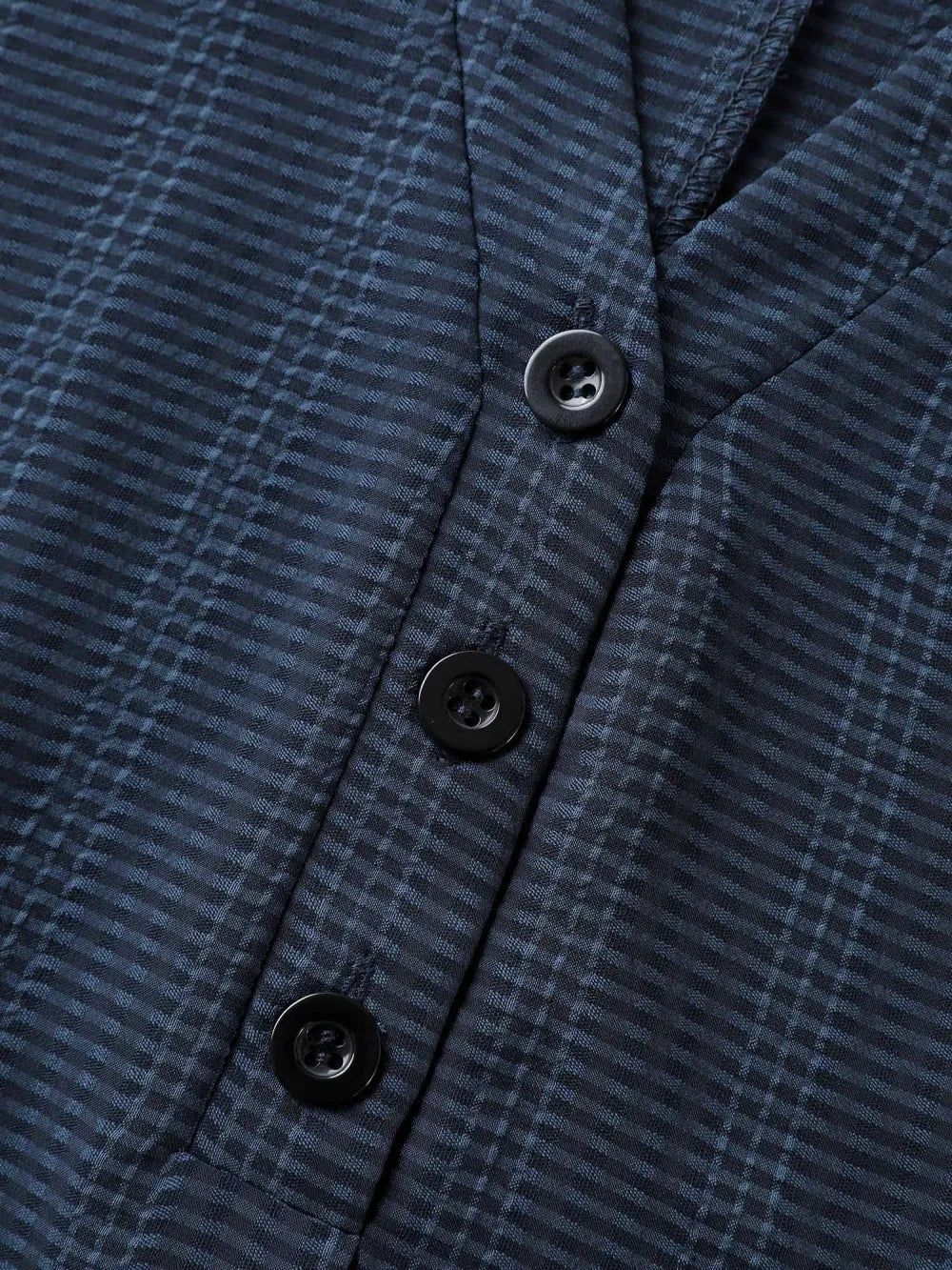 Textured Half Placket Split Neck Shirt