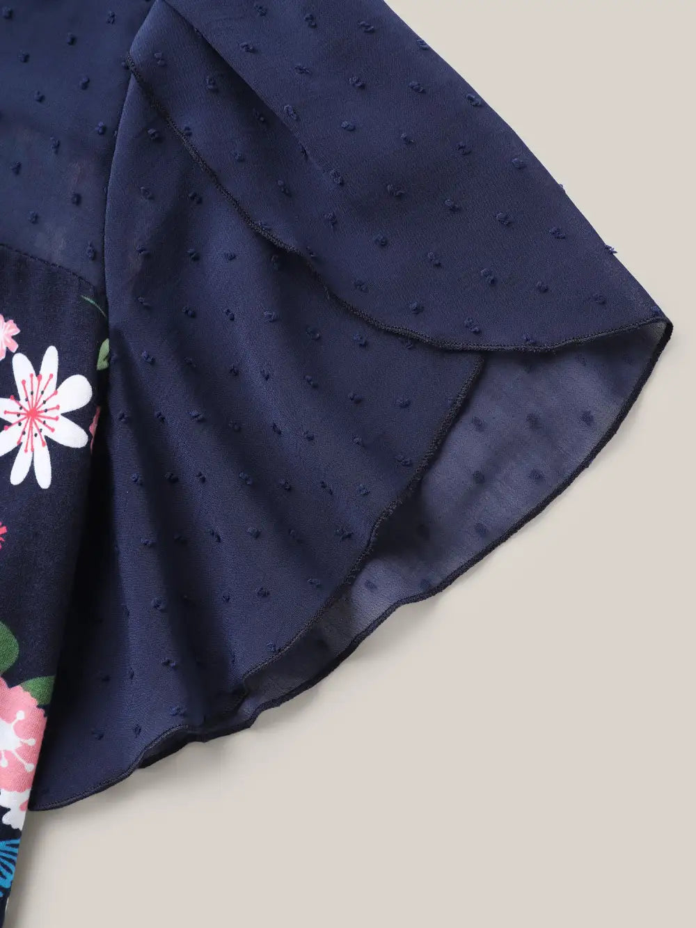 Floral Print Petal Sleeves Spliced Top